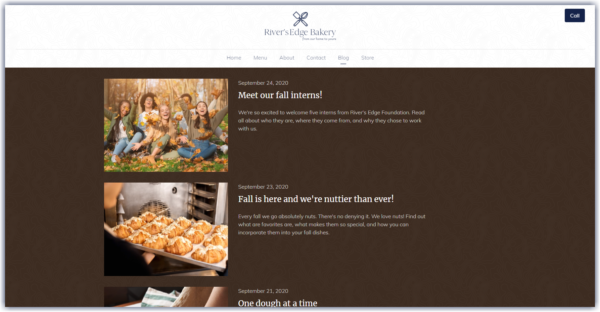 exanoke if a website blog page decorated with fall colors, images and content
