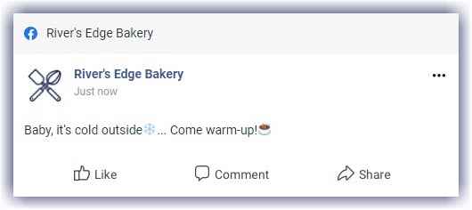 Example Facebook post text with emojis