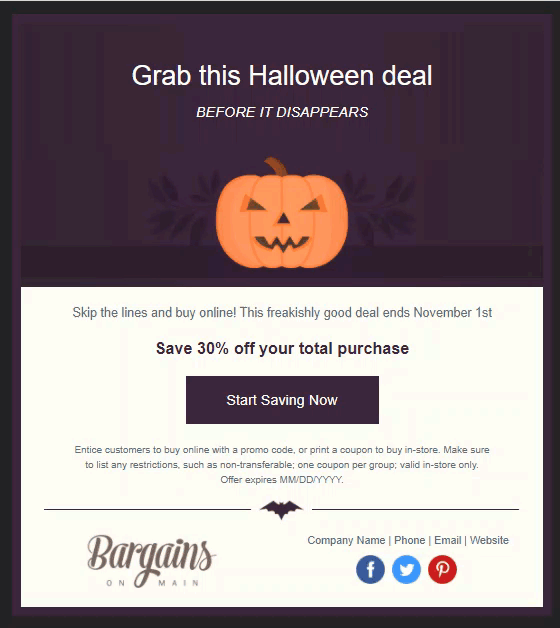 Constant Contact Halloween sale .gif email template