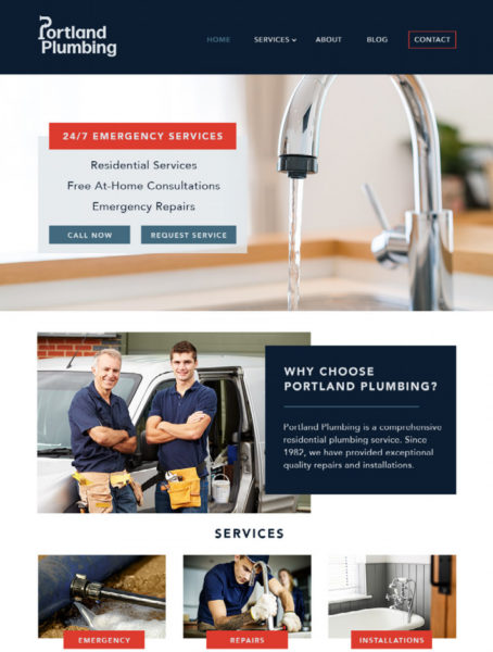example of a website for plumber marketing