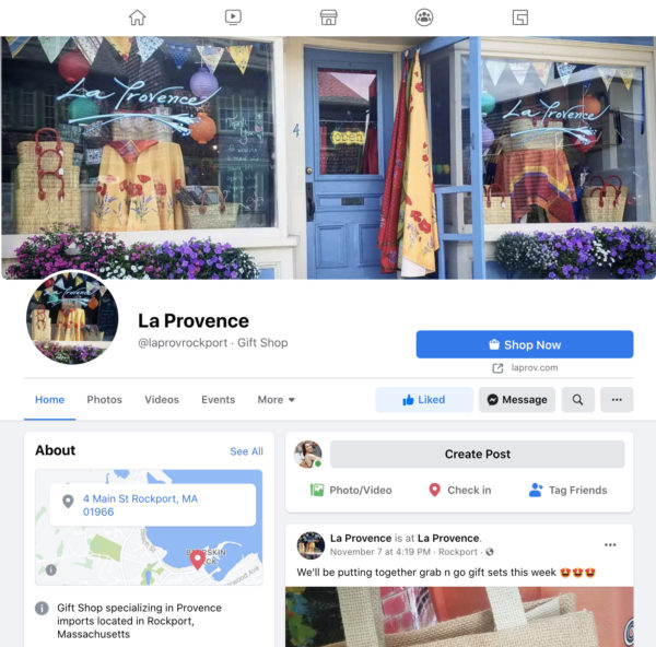 A screenshot of the Facebook Page for La Provence in Rockport, MA