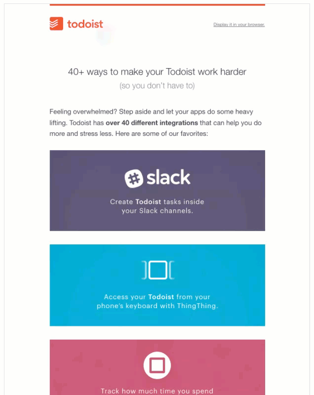 great email designs break up copy horizontally