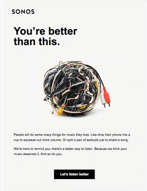 great email designs direct the reader's eye down the page