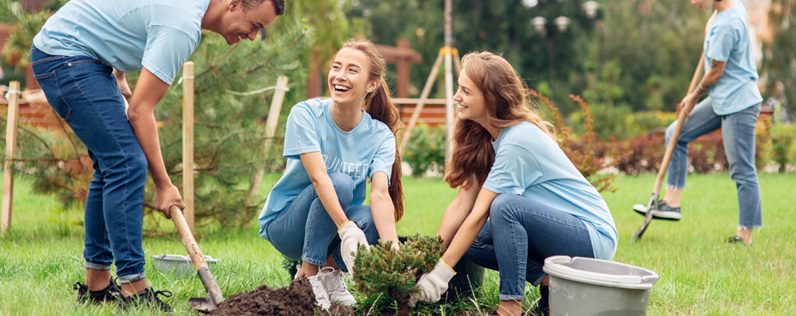 Email segmentation for nonprofits Blog header Volunteers planting a tree