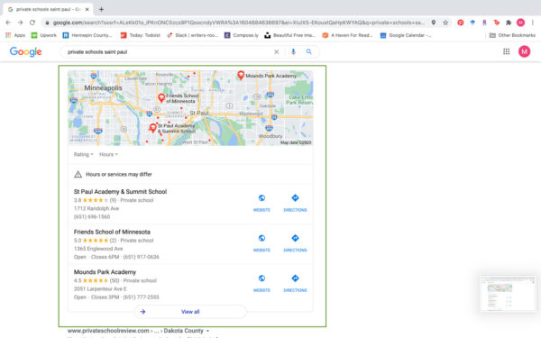 Google my business listings