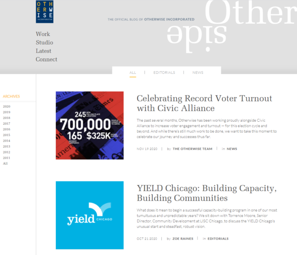 blog examples - Otherside by Otherwise Inc.