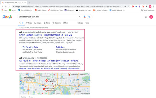 Search results page example