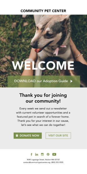 welcome email - nonprofit