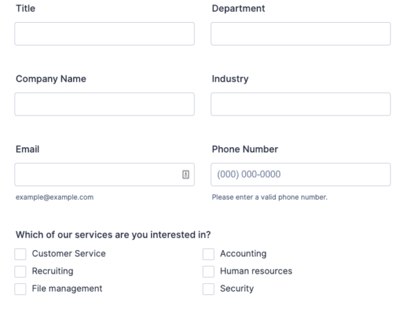 sample data collection form for email marketing