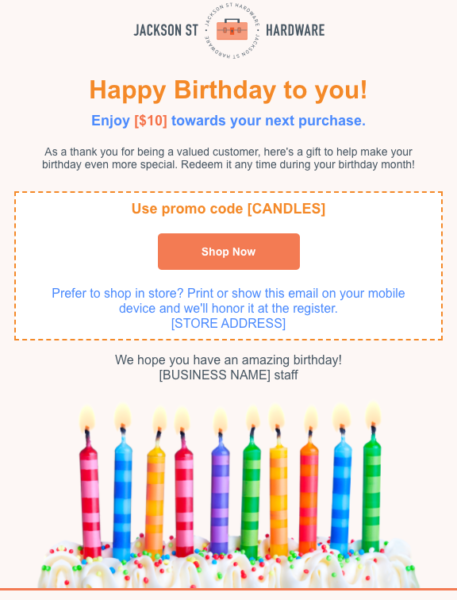 birthday email example