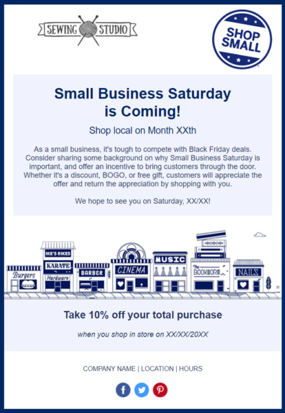 Holiday Email Templates -  Small Business Saturday template