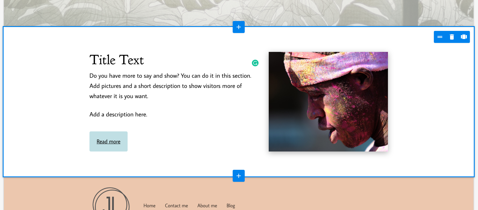 Edit sections on personal website