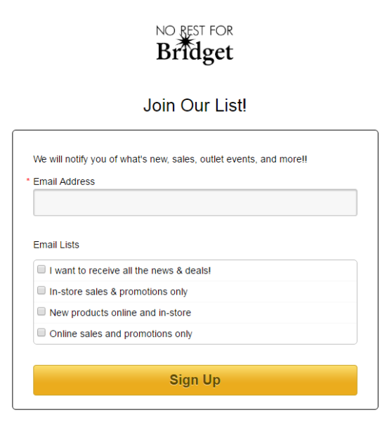 Another way to use travel market segmentation is to allow new email sign-ups to choose what list they want to be on