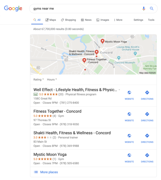 personal training marketing includes improving local SEO
