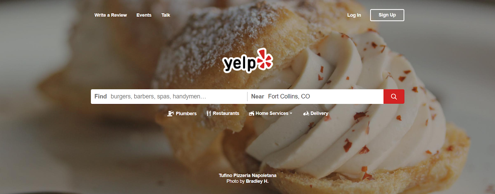 Yelp listing and review search page