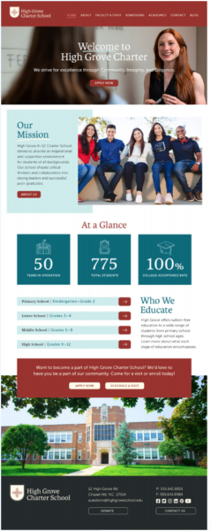 school branding includes a website that reflects the brand