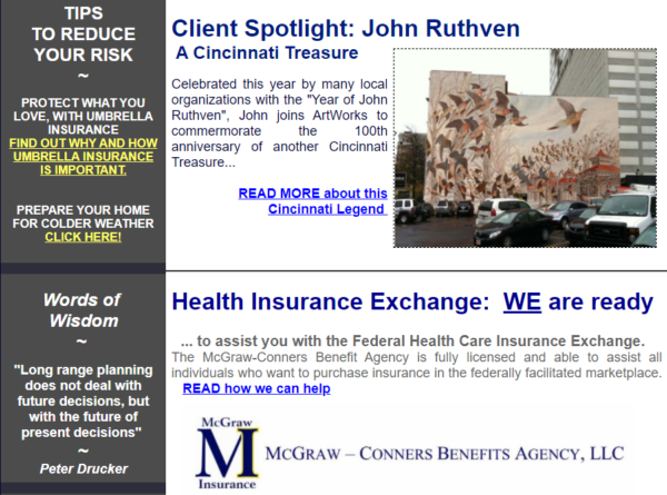 Insurance blog topic idea - interview or highlight noteworthy clients