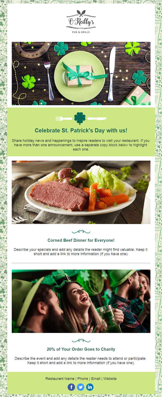 Constant Contact Saint Patrick's Day party invitation