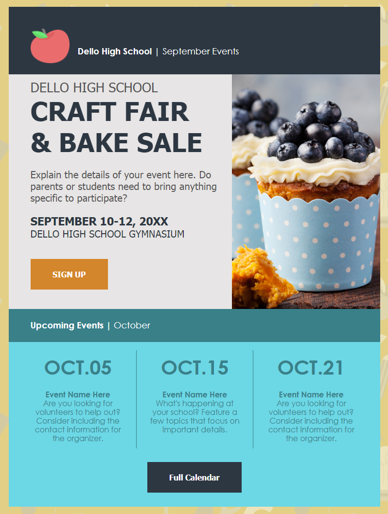Constant Contact bake sale email invitation template