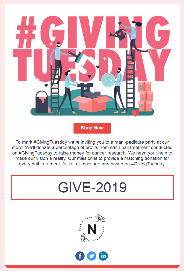 constant contact giving tuesday charitable sales event invitation template