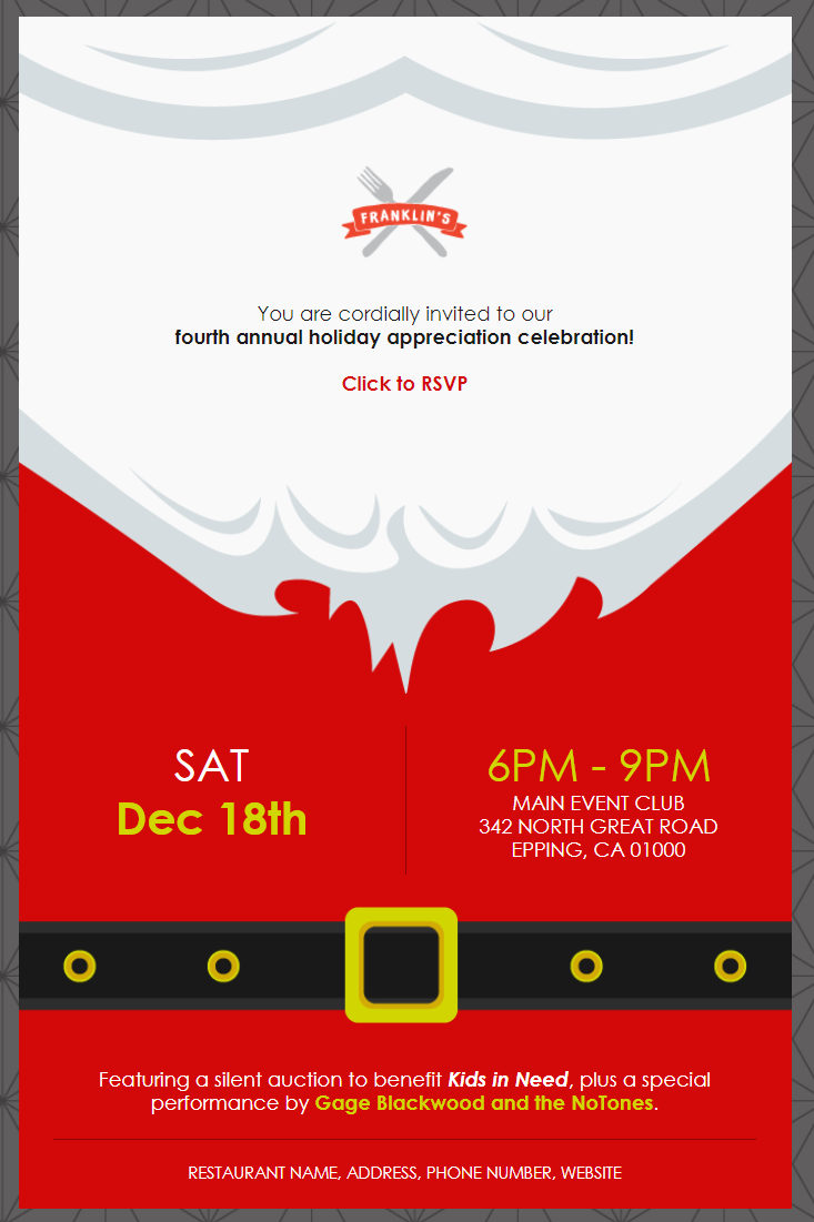 constant contact santa themed holiday celebration event invitation template