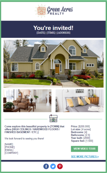 real estate email templates for open houses