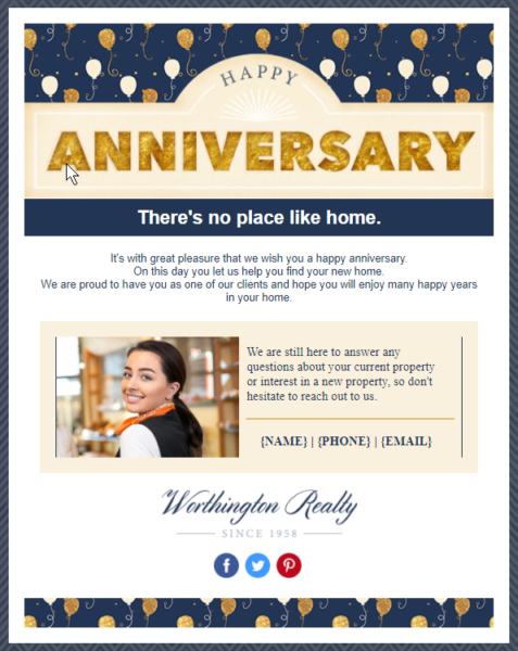 real estate email templates for anniversaries
