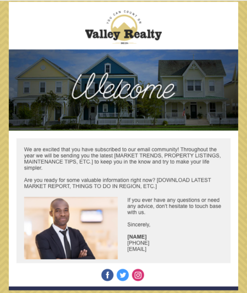 real estate email templates for a welcome series