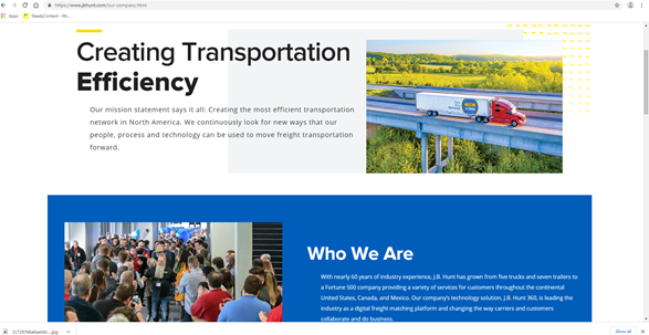 A logistics website needs an about page that gives you a change to shine