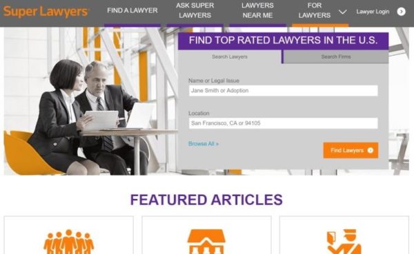 Lawyer Directories - list of 20 directories - "Super Lawyers" homepage
