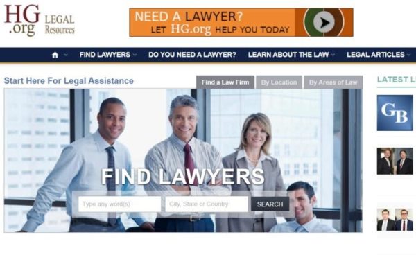 Lawyer Directories - list of 20 directories - "HG.org" homepage