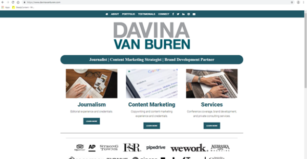 Best Portfolio Websites - Davina Van Buren's portfolio homepage