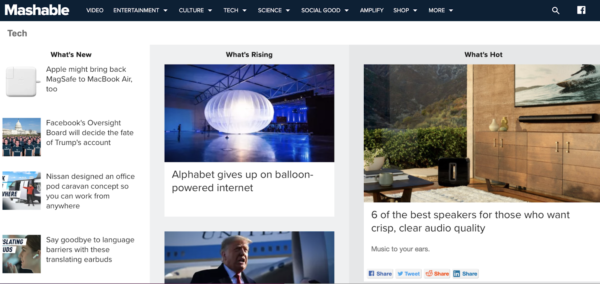Mashable IT company blog example for inspiration