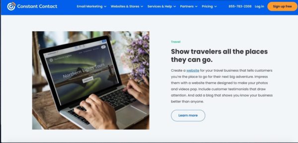 campground marketing idea - use Constant Contact's Website Builder