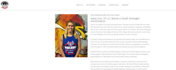 personal trainer biography - Katie Cox