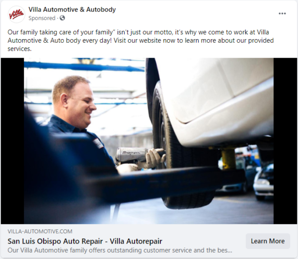 auto repair shop advertising ideas - social media ad that focuses on friend faces