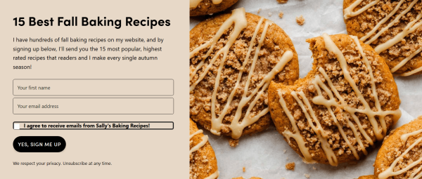 Sally&rsquo;s Baking offers a free collection of 15 popular fall baking recipes in exchange for a name and email address. 