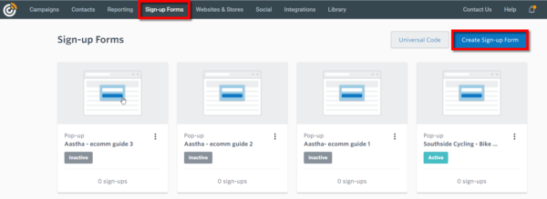 creating a sign-up form in-product
