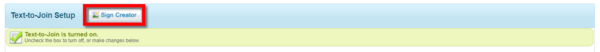button to create a sign for text-to-join Constant Contact in-product email list sign up tool