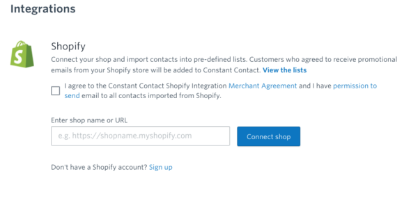 Connect Constant Contact to Shopify