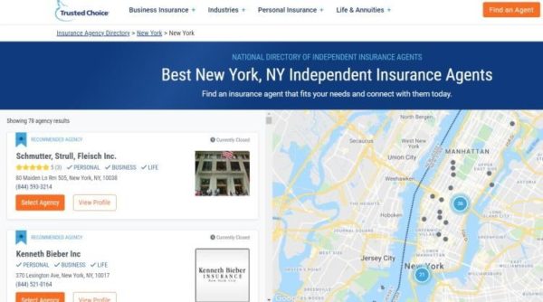 Trusted Choice insurance agent reviews and listings site