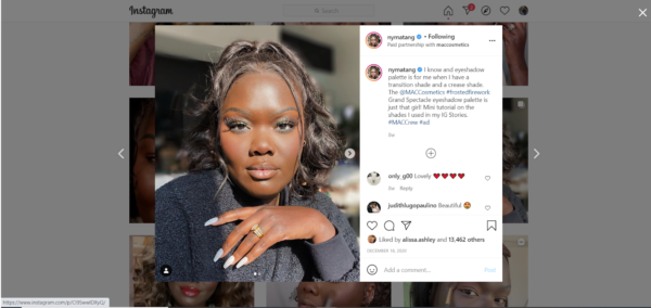 Marketing in the beauty industry includes hiring social media influencers, like Nyma Tang, to show off products to their followers