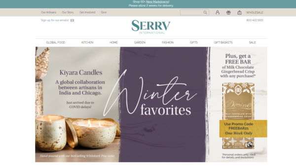 The merchandise on Serrv's nonprofit online store carries fair-trade products