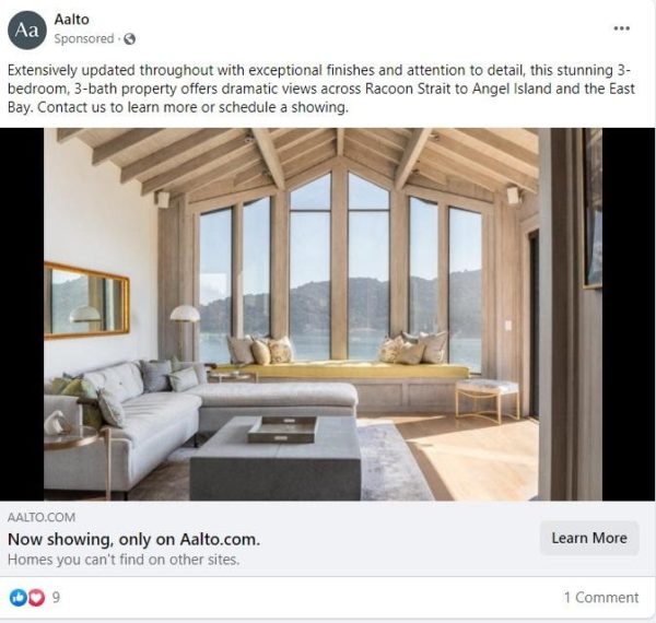 real estate Facebook ad examples - A Facebook ad that capitalizes on the exclusivity of a property