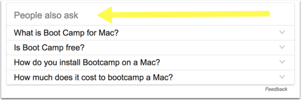 "People also ask" feature on Google