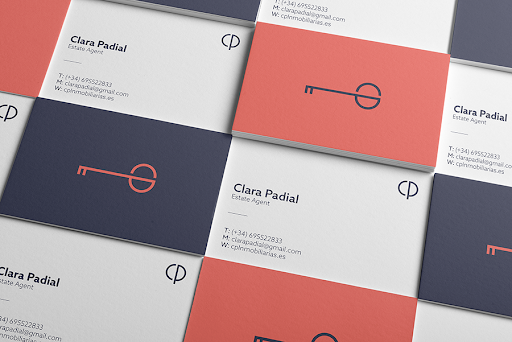 real estate business cards - examples using bold colors