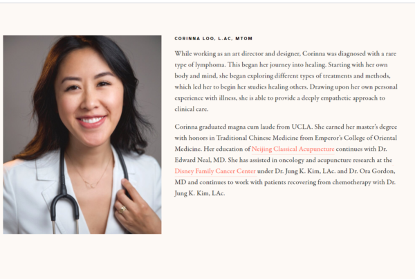 Acupuncture Marketing with a website bio -- Corinna Loo of Tiny Medicine 