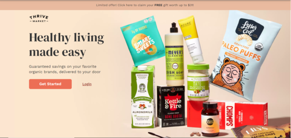 Thrive Market's website landing page