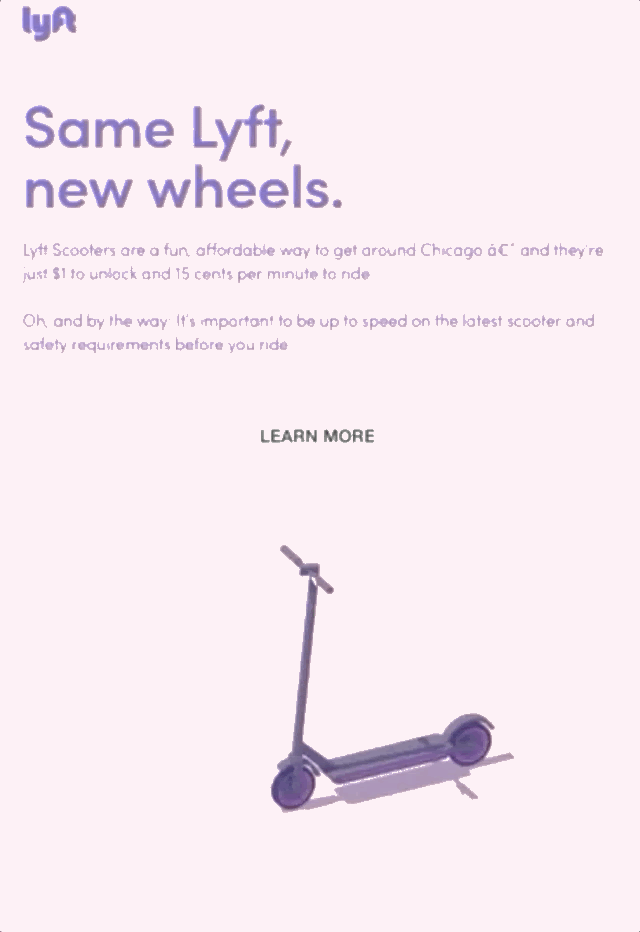 Email GIF example with animated scooter