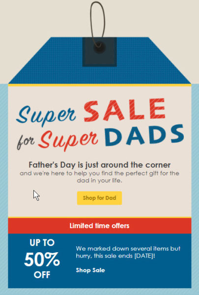 Father's Day email card example